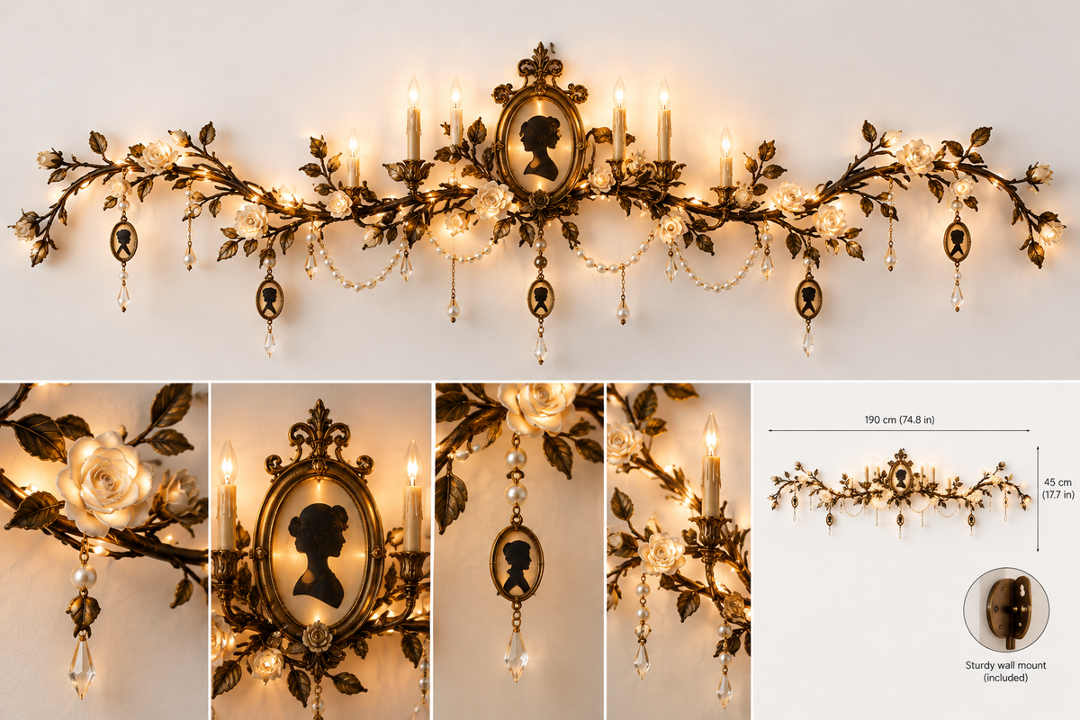 Everlorec Pride and Prejudice wall light, glowing